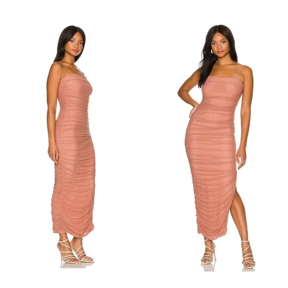NBD | NWT Nude Organza Bodycon Natasha Dress in Mocha Size Small - Picture 3 of 13